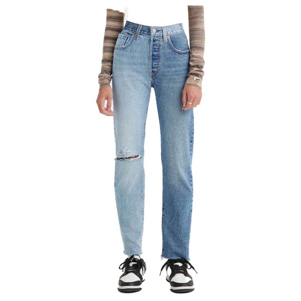 Levi’s 501 Original Jeans Distressed Knee Dual Wash Denim Size 26 W26 L30
